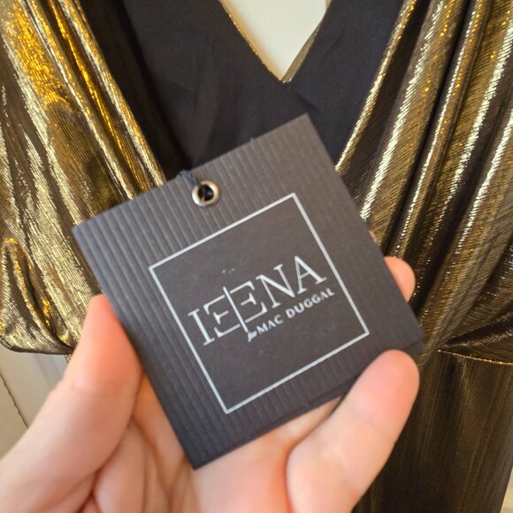 Ieena for Mac Duggal black Tie gold asymmetric dress size 18 NWT - Picture 7 of 10